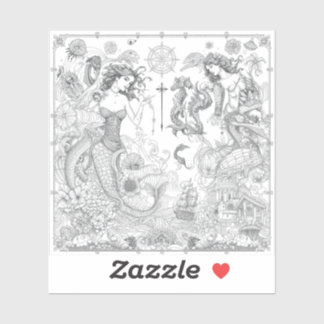 Zwart-wit omlijnd kunstschilderijen sticker