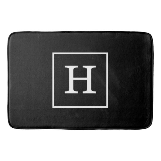 Zwart Wit Omlijst Initieel Monogram Badmat (Voorkant)