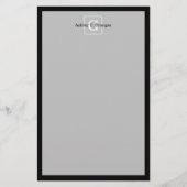 Zwart Wit Omlijst Initieel Monogram Briefpapier (Voorkant)