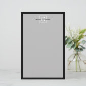 Zwart Wit Omlijst Initieel Monogram Briefpapier (Staand voorkant)