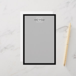 Zwart Wit Omlijst Initieel Monogram Briefpapier