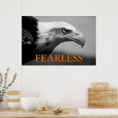 Zwart & Wit Onbevreesd Leiderschap Eagle Eye Poster (Keuken)
