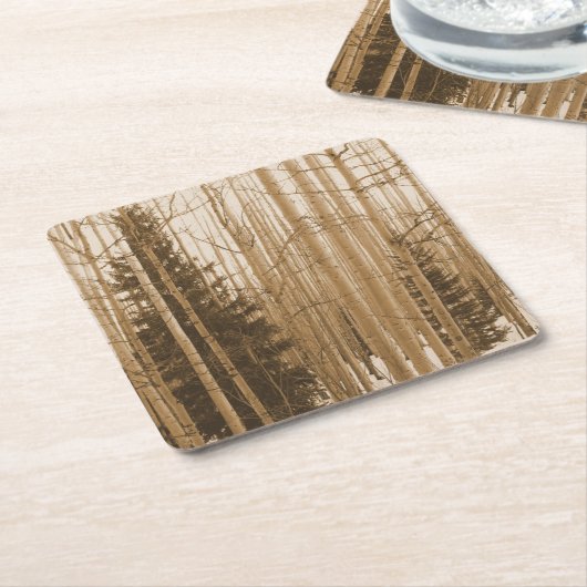 Zwart-wit Onderzetter van het Aspen-bos (Schuin)