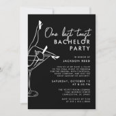 Zwart-wit One Last Toast Martini Bachelor Kaart (Voorkant)