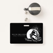 Zwart Wit One-legged King Pigeon Yoga Pose Logo Badge (Achterkant met intrekbare)