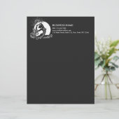 Zwart Wit One-legged King Pigeon Yoga Pose Logo Briefhoofd (Staand voorkant)