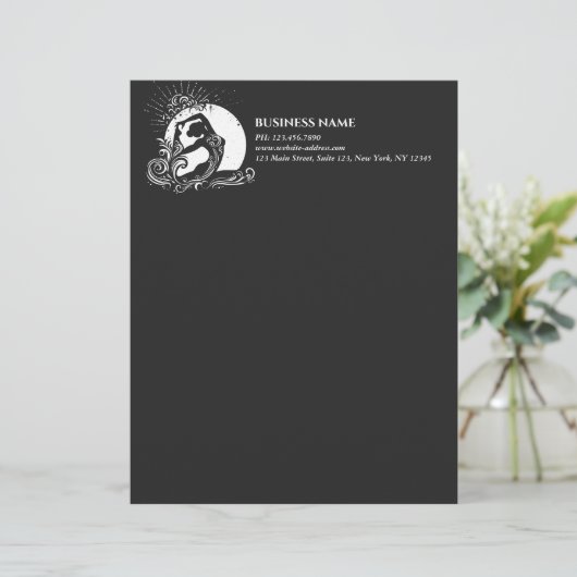 Zwart Wit One-legged King Pigeon Yoga Pose Logo Briefhoofd (Staand voorkant)