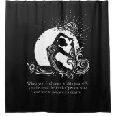 Zwart Wit One-legged King Pigeon Yoga Pose Logo Douchegordijn (Voorkant)