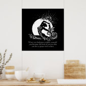 Zwart Wit One-legged King Pigeon Yoga Pose Logo Poster (Keuken)