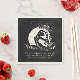 Zwart Wit One-legged King Pigeon Yoga Pose Logo Servet