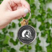 Zwart Wit One-legged King Pigeon Yoga Pose Logo Sleutelhanger (Hand)