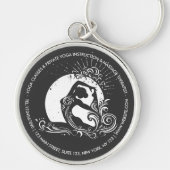 Zwart Wit One-legged King Pigeon Yoga Pose Logo Sleutelhanger (Voorkant)