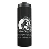 Zwart Wit One-legged King Pigeon Yoga Pose Logo Thermosbeker (Voorkant)