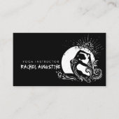 Zwart Wit One-legged King Pigeon Yoga Pose Logo Visitekaartje (Voorkant)