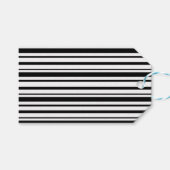 Zwart-wit oneffen strepen cadeaulabel (Voorkant (Horizontaal))