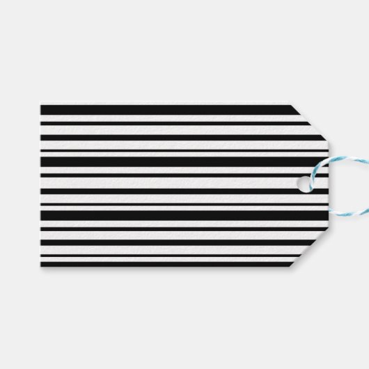 Zwart-wit oneffen strepen cadeaulabel (Voorkant (Horizontaal))