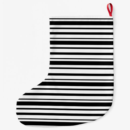 Zwart-wit oneffen strepen grote kerstsok (Achterkant)