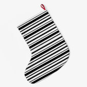 Zwart-wit oneffen strepen grote kerstsok (Achterkant (Hangend))