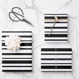 Zwart-wit oneffen strepen inpakpapier vel