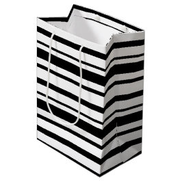 Zwart-wit oneffen strepen medium cadeauzakje
