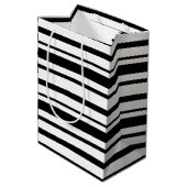 Zwart-wit oneffen strepen medium cadeauzakje (Achterkant Gekanteld)