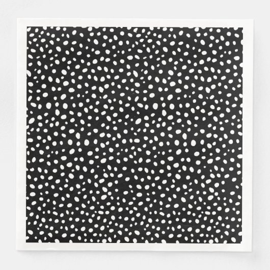 Zwart-wit ongelijke Stippen grafisch ontwerp Servet (Voorkant)