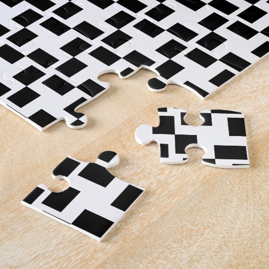 Zwart-wit onmogelijke geometrische puzzel legpuzzel (Zijkant)