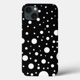Zwart-wit ontwerp cirkels stippen iPhone 13 hoesje