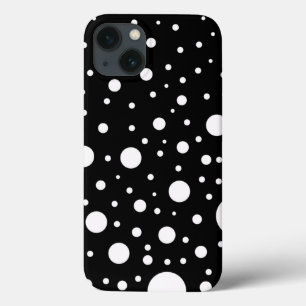 Zwart-wit ontwerp cirkels stippen iPhone 13 hoesje