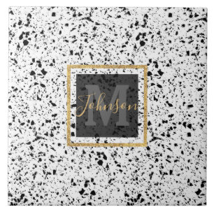  zwart-wit ontwerp terrazzo van de klasse tegeltje