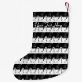 zwart-wit ontwerp van een schattig glimlachend sne kleine kerstsok (Achterkant)