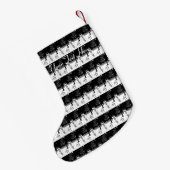 zwart-wit ontwerp van een schattig glimlachend sne kleine kerstsok (Achterkant (Hangend))