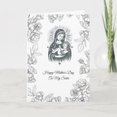 Zwart-wit ontwerp Virgin Mary Moederdag Kaart (Voorkant)