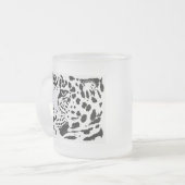 Zwart & Wit Oog van Luipaard Matglas Koffiemok (Voorkant links)