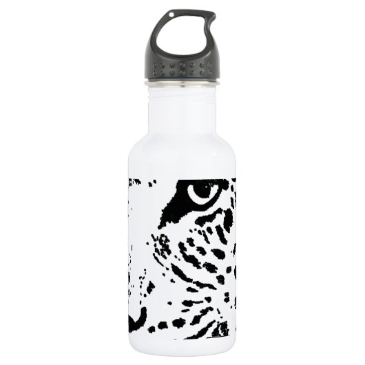 Zwart & Wit Oog van Luipaard Waterfles (Voorkant)