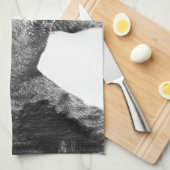 Zwart-wit op Angus Cattle Kitchen Towel Theedoek (Quarter Fold)