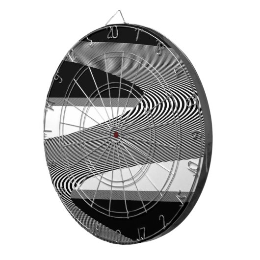 Zwart-wit op art design, dartboard dartbord (Voorkant Rechts)