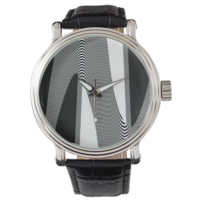 Zwart-wit op art design, Mannen polshorloge Horloge (Voorkant)