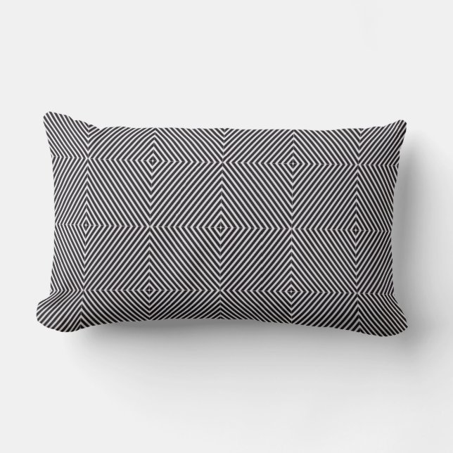 Zwart-wit Op Art Diamond Stripe geometrisch Kussen (Voorkant)