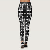 Zwart-wit Op Art Geometrisch Vierkant Patroon Leggings (Achterkant)