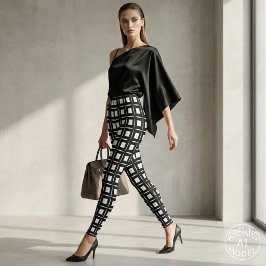 Zwart-wit Op Art Geometrisch Vierkant Patroon Leggings