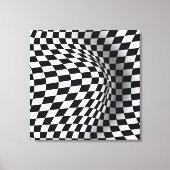 Zwart wit op art optische illusie abstract canvas afdruk (Voorkant)