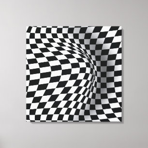 Zwart wit op art optische illusie abstract canvas afdruk