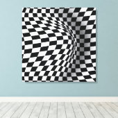 Zwart wit op art optische illusie abstract canvas afdruk (Insitu (Houten vloer))