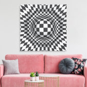 Zwart wit op art optische illusie canvas print (Insitu (Woonkamer))