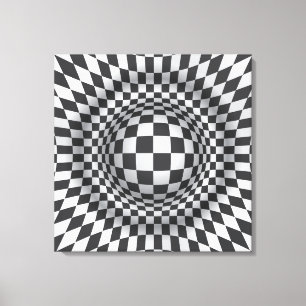 Zwart wit op art optische illusie canvas print