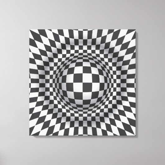 Zwart wit op art optische illusie canvas print (Voorkant)