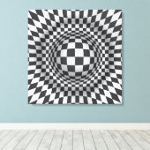 Zwart wit op art optische illusie canvas print (Insitu (Houten vloer))
