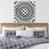 Zwart wit op art optische illusie canvas print (Insitu (Slaapkamer))