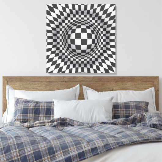 Zwart wit op art optische illusie canvas print (Insitu (Slaapkamer))